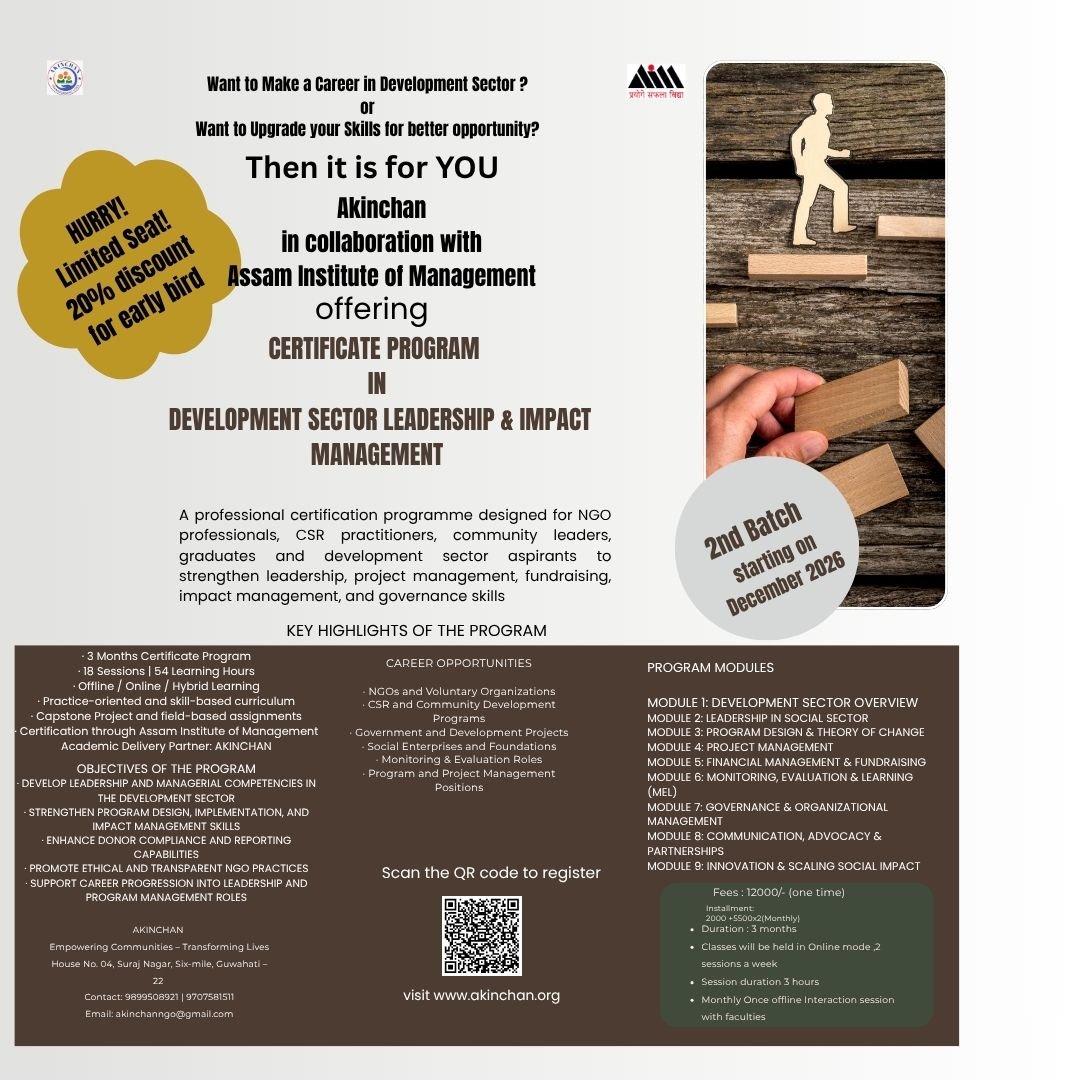 2nd Batch Starting: 3 months online certificate program on Development Sector Leadership and Impact Management